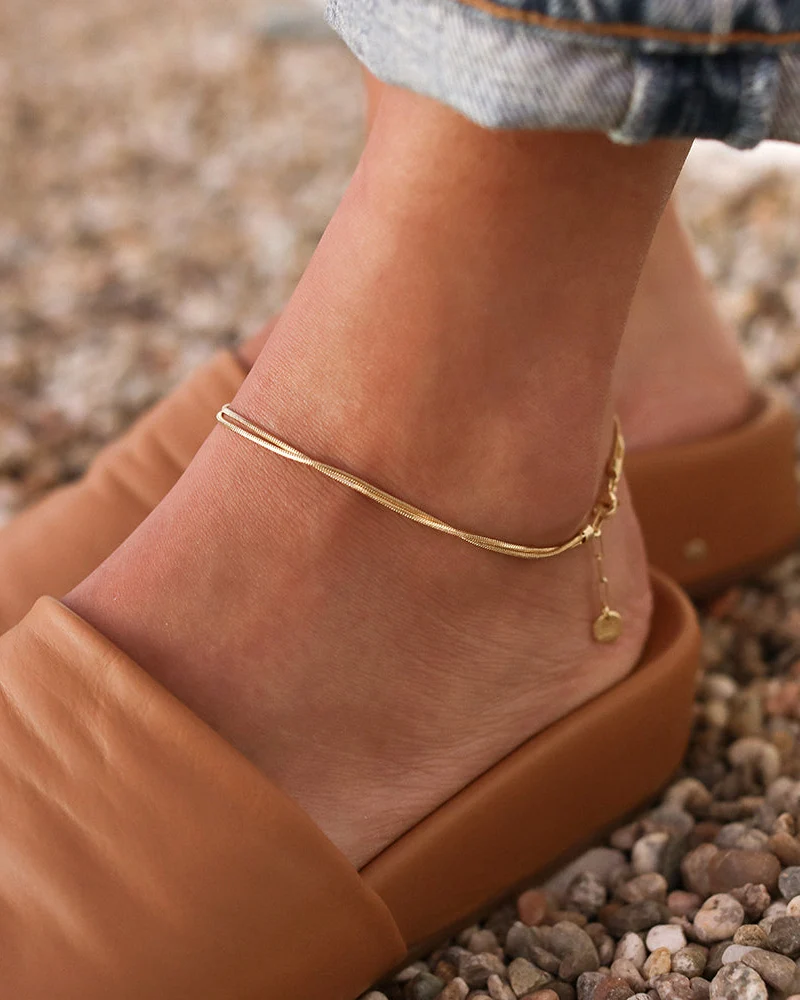 Double Chain Anklet - Silver - Image 3